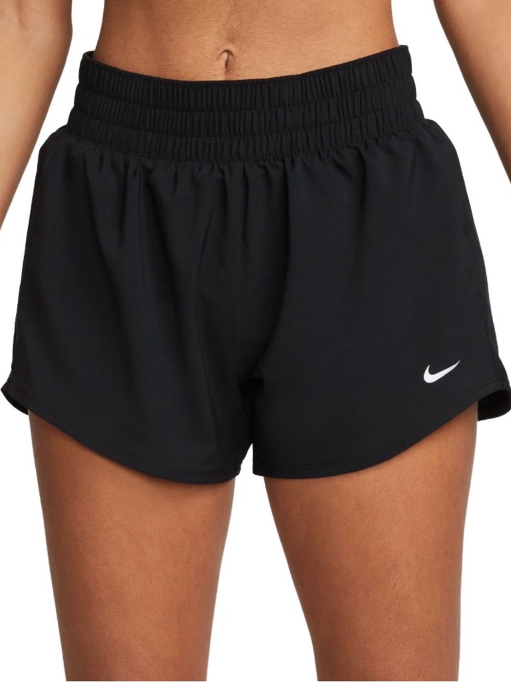 Nike Women’s Black Athletic Running Shorts with White Swoosh